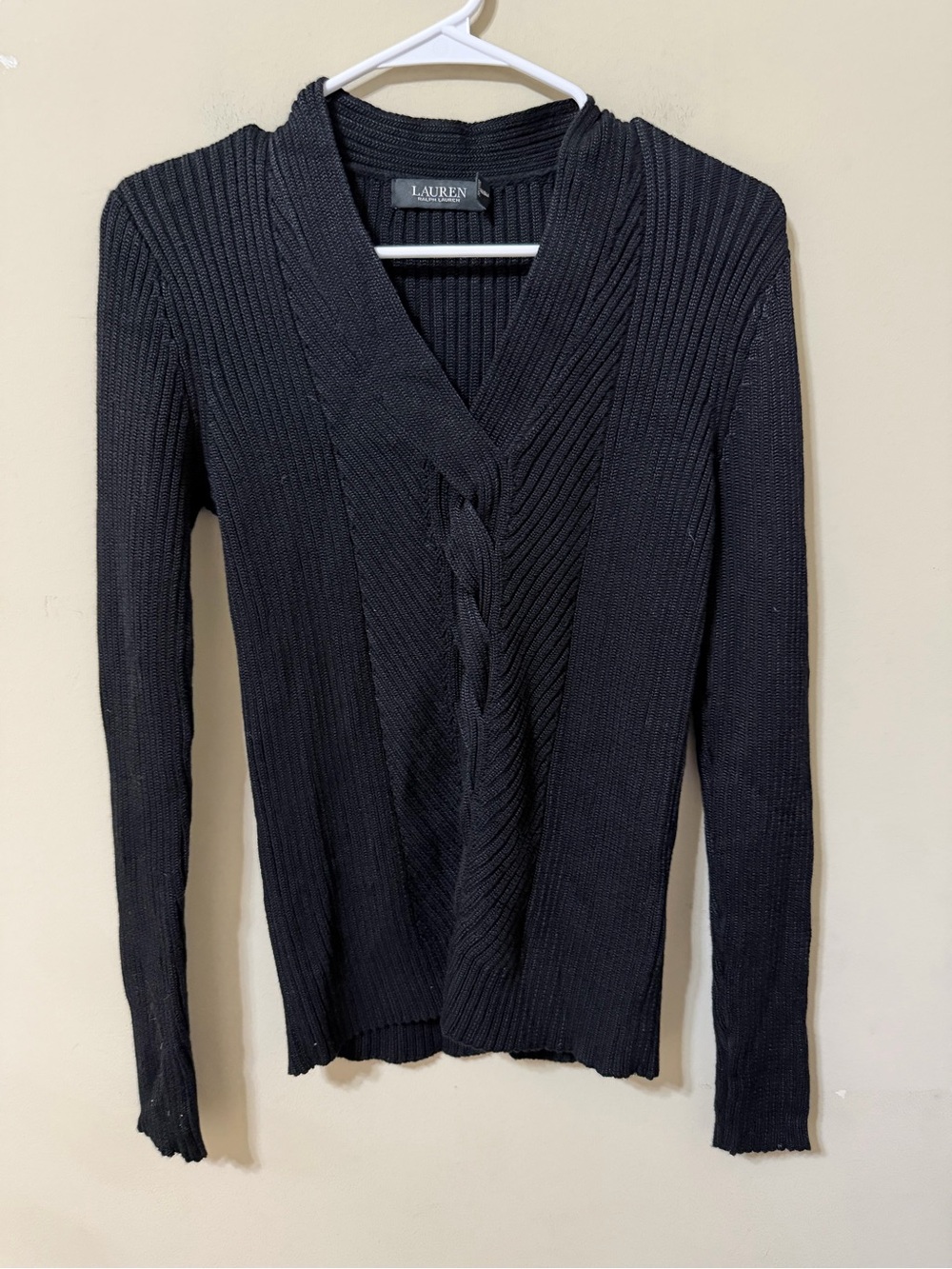Lauren Ralph Lauren discontinued Black label Ribbed Shawl Collar Sweater small